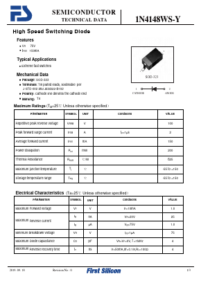 1N4148WS-Y Datasheet PDF First Silicon Co., Ltd