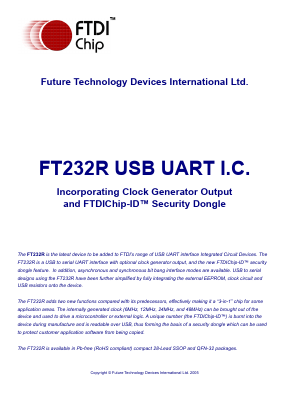 FT232RL-2000 Datasheet PDF Future Technology