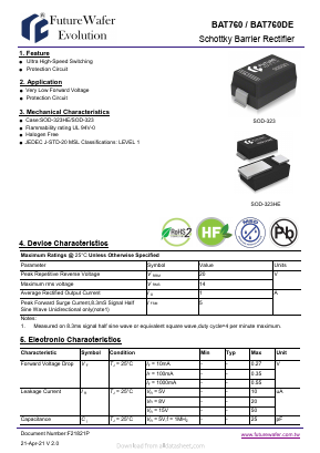 BAT760DE Datasheet PDF FutureWafer Tech Co.,Ltd