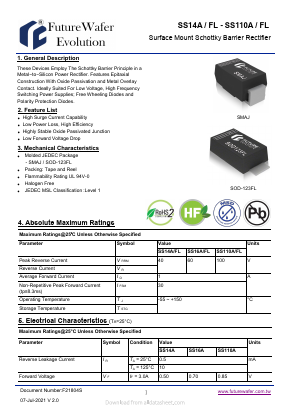 SS14A Datasheet PDF FutureWafer Tech Co.,Ltd