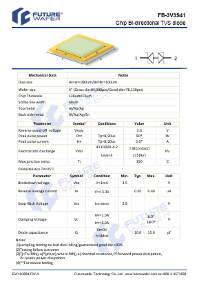 FB-3V3S41 Datasheet PDF FutureWafer Tech Co.,Ltd