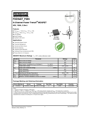 FDD9407_F085 Datasheet PDF Fairchild Semiconductor