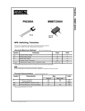 MMBT2369A Datasheet PDF Fairchild Semiconductor