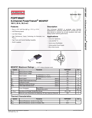 FDPF3860TYDTU Datasheet PDF Fairchild Semiconductor