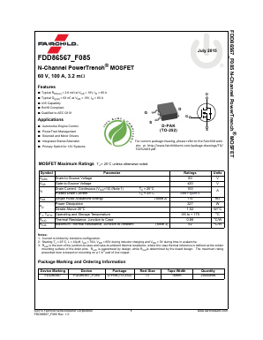 FDD86567_F085 Datasheet PDF Fairchild Semiconductor