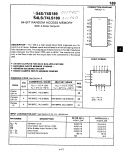 54LS189FM Datasheet PDF Fairchild Semiconductor