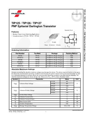 TIP125TU Datasheet PDF Fairchild Semiconductor