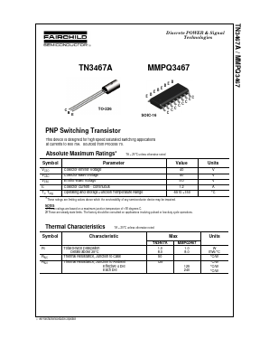 MMPQ3467 Datasheet PDF Fairchild Semiconductor