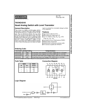 74VHC4316MX Datasheet PDF Fairchild Semiconductor