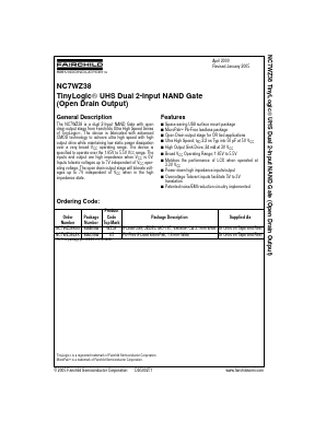 NC7WZ38 Datasheet PDF Fairchild Semiconductor