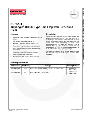 NC7SZ74 Datasheet PDF Fairchild Semiconductor