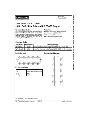 74AC16244 Datasheet PDF Fairchild Semiconductor