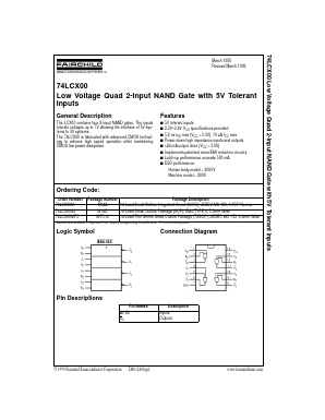 74LCX00 Datasheet PDF Fairchild Semiconductor