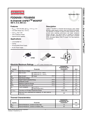 FDU6N50 Datasheet PDF Fairchild Semiconductor