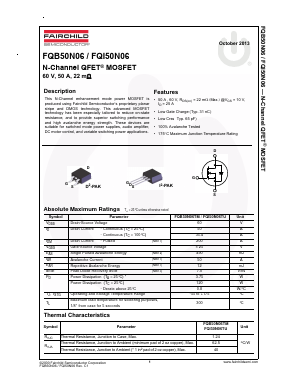 FQB50N06 Datasheet PDF Fairchild Semiconductor
