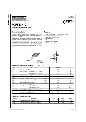 FQPF33N10 Datasheet PDF Fairchild Semiconductor