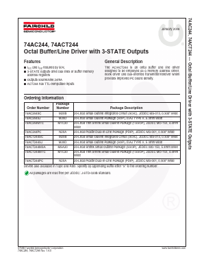 74AC244PC Datasheet PDF Fairchild Semiconductor