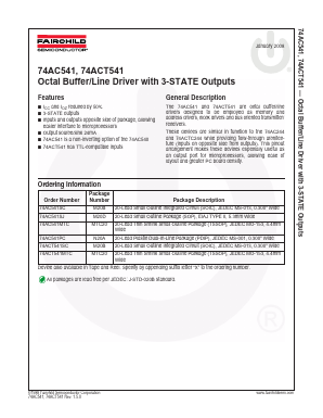 74AC541PC Datasheet PDF Fairchild Semiconductor