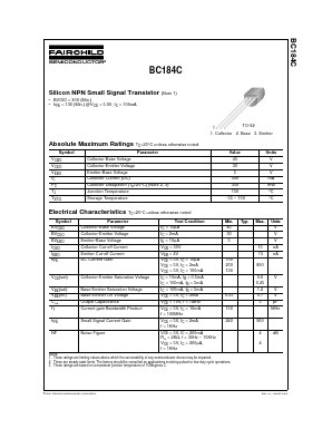 BC184C Datasheet PDF Fairchild Semiconductor