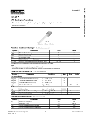 BC517 Datasheet PDF Fairchild Semiconductor