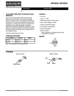 IRFU220 Datasheet PDF Fairchild Semiconductor