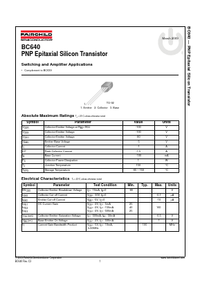 BC640_J35Z Datasheet PDF Fairchild Semiconductor