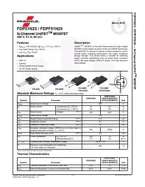 FDPF51N25RDTU Datasheet PDF Fairchild Semiconductor