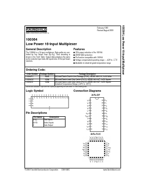 100364PC Datasheet PDF Fairchild Semiconductor