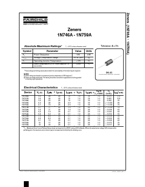 1N746A-1N759A Datasheet PDF Fairchild Semiconductor