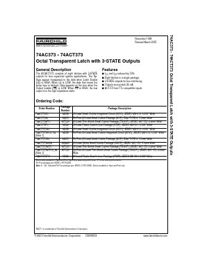 74AC373 Datasheet PDF Fairchild Semiconductor