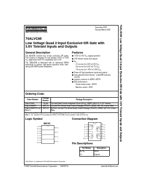 74ALVC86 Datasheet PDF Fairchild Semiconductor