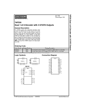 74F539SC Datasheet PDF Fairchild Semiconductor