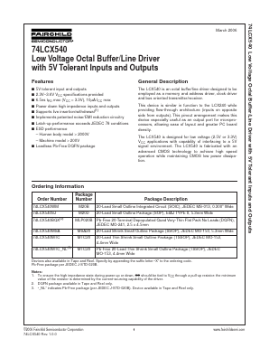 74LCX540 Datasheet PDF Fairchild Semiconductor