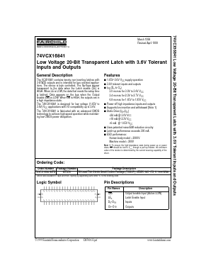 74VCX16841 Datasheet PDF Fairchild Semiconductor