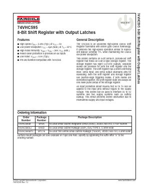 74VHC595MTCX Datasheet PDF Fairchild Semiconductor