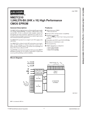 NM27C210N90 Datasheet PDF Fairchild Semiconductor