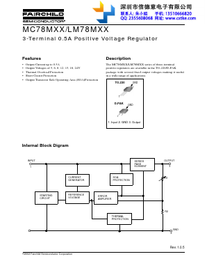 MC78M18 Datasheet PDF Fairchild Semiconductor