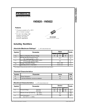 1N5822 Datasheet PDF Fairchild Semiconductor