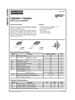 FQI3N30 Datasheet PDF Fairchild Semiconductor