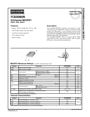 FCB36N60N Datasheet PDF Fairchild Semiconductor