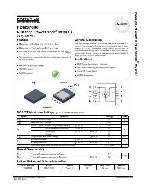 FDMS7680 Datasheet PDF Fairchild Semiconductor