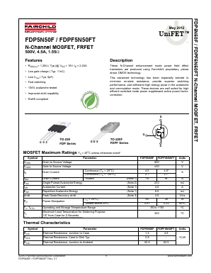 FDP5N50 Datasheet PDF Fairchild Semiconductor