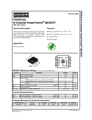 FDS9412A Datasheet PDF Fairchild Semiconductor