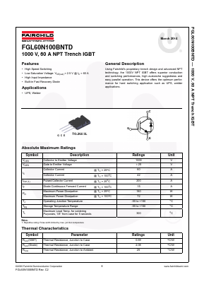 FGL60N100BNTDTU Datasheet PDF Fairchild Semiconductor