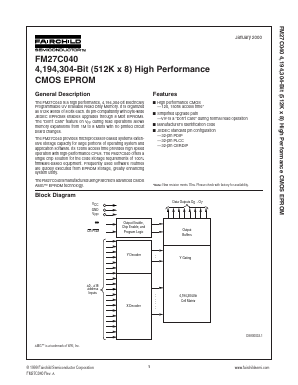 FM27C040NE120 Datasheet PDF Fairchild Semiconductor