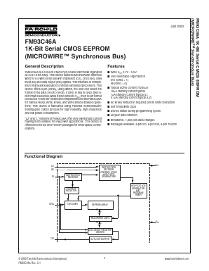FM93C46A Datasheet PDF Fairchild Semiconductor