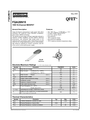 FQA28N15 Datasheet PDF Fairchild Semiconductor