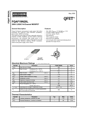 FQAF19N20L Datasheet PDF Fairchild Semiconductor