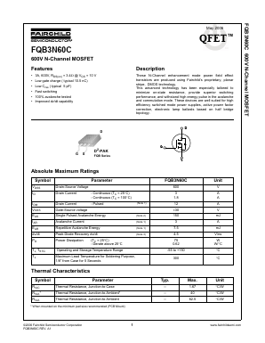 FQB3N60C Datasheet PDF Fairchild Semiconductor