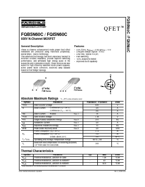 FQI5N60C Datasheet PDF Fairchild Semiconductor